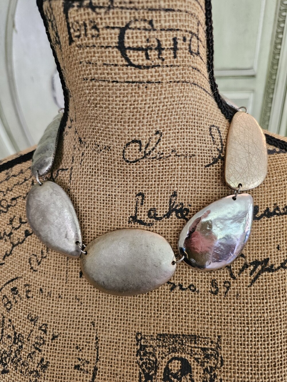 Chicos (Stamped) Silver & Gold Mixed Media Statement Necklace